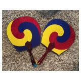 Korean Taegeuk Silk Hand Fans - Hyundai Pair