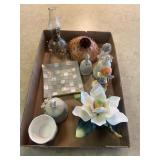 Miniature Oil Lamp & Porcelain Flower Lot