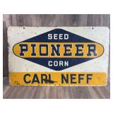 Pioneer Seed Corn Embossed Tin Sign