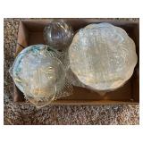Glass Dish Set with Porcelain Plates & Rose Bowl