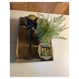 Metal Candelabra with Faux Fern & Candleholders