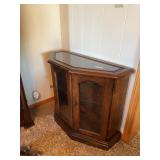 Wood Curio Display Cabinet with Glass Top