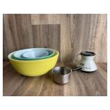 Vintage Pyrex Bowls & DuPont Pitcher Set
