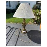 Brass Table Lamp with Pleated Shade