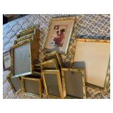 Gold Tone & Floral Picture Frames with Goose Art