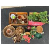 Woven Baskets with Planters & Faux Foliage