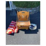 Antique Child Training Potty Chair & Enamel Basin