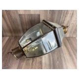 Brass Hexagonal Post Light with Glass Panels