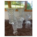 Fostoria American Glass Vases & Bell Set