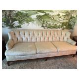 Regency Tufted Floral Brocade Sofa
