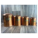 Vintage Hammered Copper Canister Set of 4