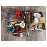 Vintage Kitchen Tools Lot: Grater, Timer, Cups
