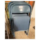 Set of 4 Blue Metal Folding Chairs