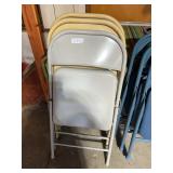 Set of 4 Beige & Tan Metal Folding Chairs