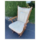Oak Glider Rocker with Cushions