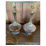 Mid-Century Modern Amber Glass Table Lamps