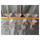 Pink Etched Floral Glass Cocktail Coupes Set of 7