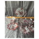 Pink Frosted Wild Rose Glass Tableware Set