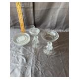 Floral Etched Glass Tableware & Candlesticks