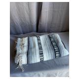 Grey & White Woven Mexican Falsa Blanket