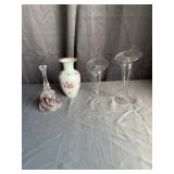 GDR Porcelain Vase, Crystal Bell & Glass Vases Lot