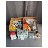 Dollhouse Miniatures Lot: Buildings & Accessories