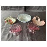 Porcelain Leaf Dishes & Candleholders Lot