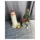 Marblehead Lighthouse Model & 2003 Holiday Tree