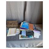 Office Supplies Lot with Wood Organizer