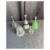 Cut Crystal & Glass Bells with Etched Vase