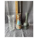 Ceramic & Cut Glass Bud Vases Trio