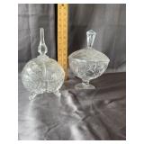 Cut Crystal Covered Candy Dishes Pair