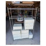 Chrome Wire Shelving Unit with Acco Drawers