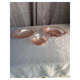 Pink Depression Glass Serving Set