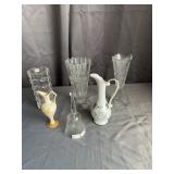 Clear Glass & Crystal Vase and Ewer Lot
