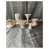 Norcrest Floral Miniature Porcelain Vases & Basket
