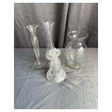 Crystal Dinner Bell & Etched Glass Vases