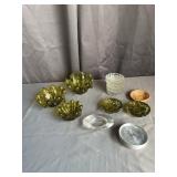 Vintage Glass Ashtrays & Coaster Set