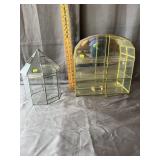 Brass & Glass Curio Cabinet & Hexagonal Terrarium
