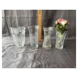 Four Piece Assorted Glass Flower Vases