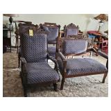 5-PC. VICTORIAN PALOR SET W/SETTEE, SIDE CHAIRS &
