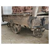 STEEL WHEEL/WOODEN BED CART 52 INCHES BY 24 INCHES