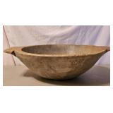 EARLY WOODEN DOUBLE HANDLE BOWL