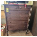 EARLY WOOD 6 DRAWER DRESSER W/MIRROR