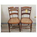 2-EARLY CANE SEAT BOTTOM CHAIRS (GOOD CONDITION)