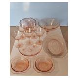 PINK DEP. GLASSWARE-FOOTED BOWLS, STEMWARE
