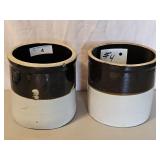 2-2 GALLON BROWN/WHITE CROCKS FOR 1 MONEY