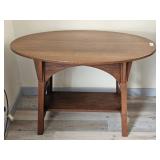 EARLY OAK OBLONG LIBRARY TABLE W/BOTTOM SHELF