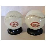 PAIR OF REDS GLASS BASEBALL BANKS W/MOBIL PEGASUS