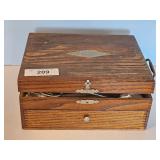 WOODEN BOX W/SILVER PLATE WARE-ROGERS